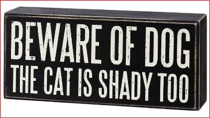 "Beware Of Dog The Cat Is Shady Too..." Box Sign