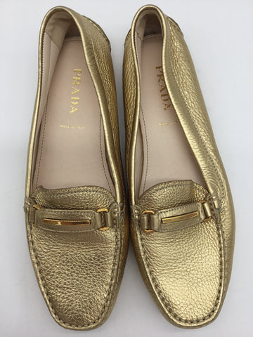 PRADA Size 38/8 Gold Flats
