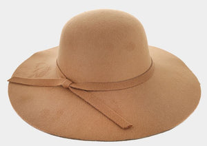 Ribbon Band Pointed Solid Panama Hat -  Tan