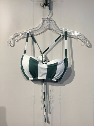 Shade & Shore Size 32B Green & White Bathing Suit