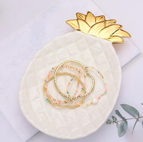 Pineapple   Jewelry Dish - White