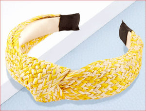 Boho Raffia Knot Headband - Yellow