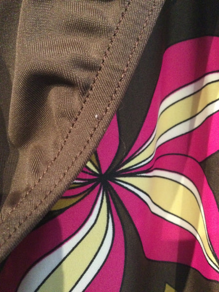 Tropical Escape Size 14 Brown/Pink/Magenta Bathing Suit