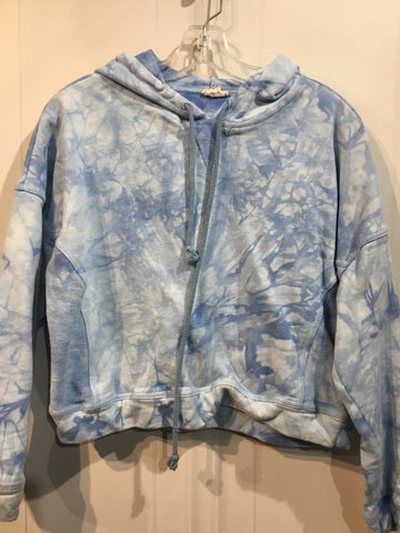 Hem & Thread Size S/4-6 Baby Blue Print Sweatshirt/Athletic Jacket