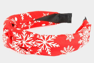 Snowflake Burnout Knot Headband - Red