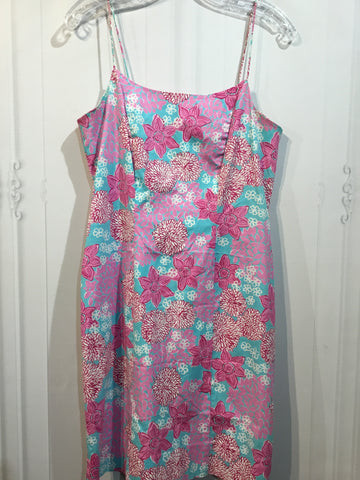 Lilly Pulitzer Size M/8-10 White/Pink/Aqua Dress