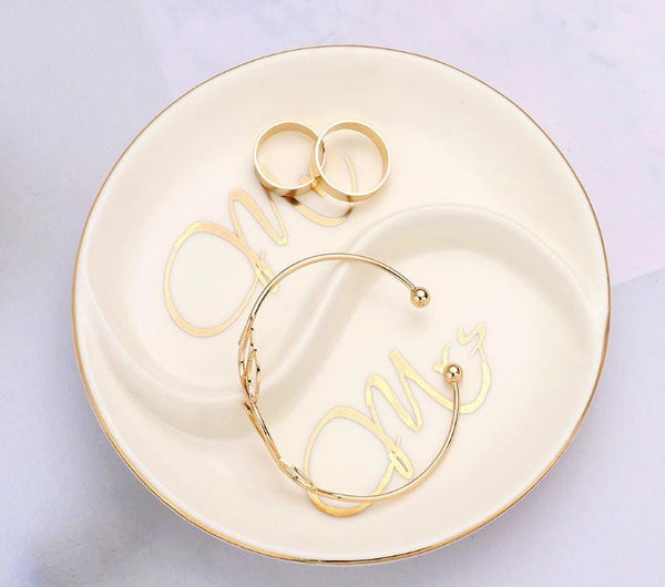 "Mr Mrs"   Message Jewelry Dish - White