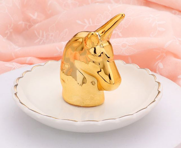 Unicorn Ring Holder Jewelry Dish -  Gold