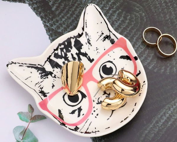 Cat   Jewelry Dish - Multi Colored