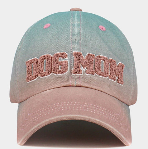 "Dog Mom"  Message Ombre Baseball Cap - Mint