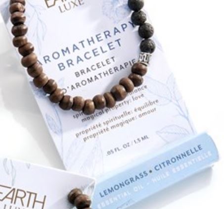Earth Luxe Aromatherapy Bracelet & Essential Oil - Lemongrass (Balance)
