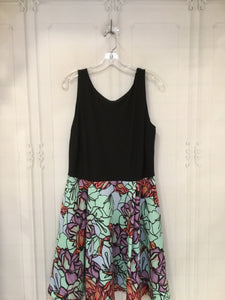 SLNY Size 14 Black/Mint Green/Purple/Red Print Dress