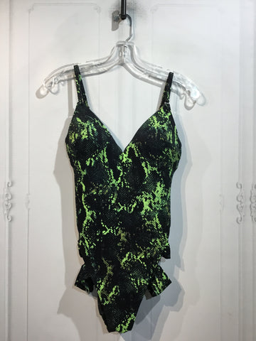 Bar III Size M/8-10 Black & Neon Green Bathing Suit