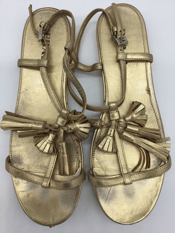 PRADA Size 37.5/7.5 Gold Sandals
