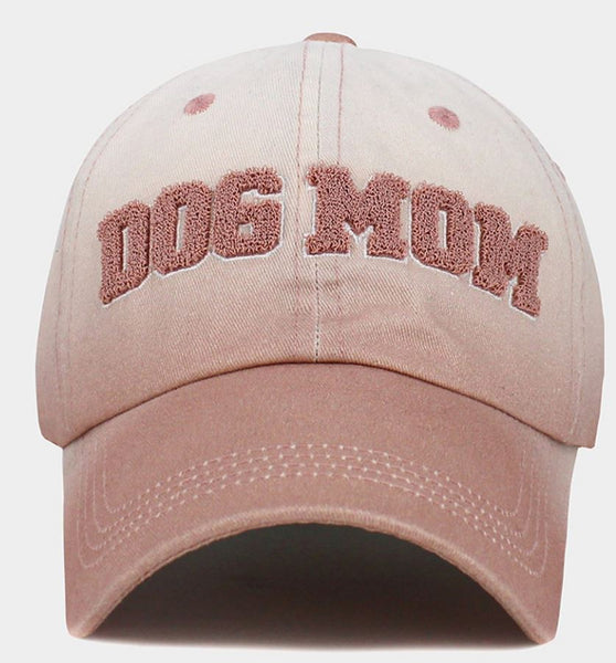 "Dog Mom"  Message Ombre Baseball Cap - Peach