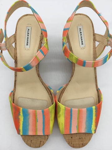 ALEX MARIE Size 9 Multi-Color & Cork Sandals