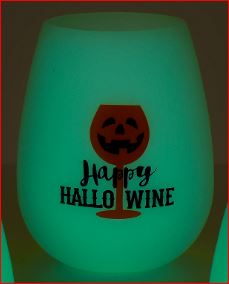 Glow in the Dark Silicone Wine Glass w/Sentiment - "HAPPY HALLOWINE"