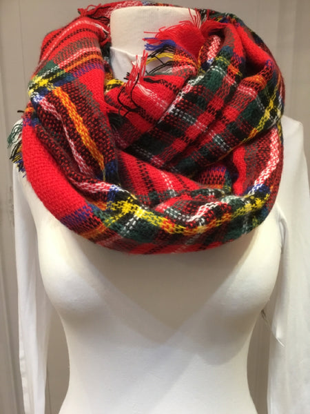 Top it Off Size One Size Red/Green/Yellow Scarves